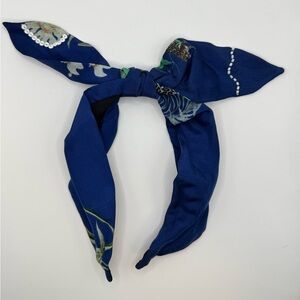 Anthropologie Vineet Bahl Bow Knot Headband Boho Blue White Sequin Floral